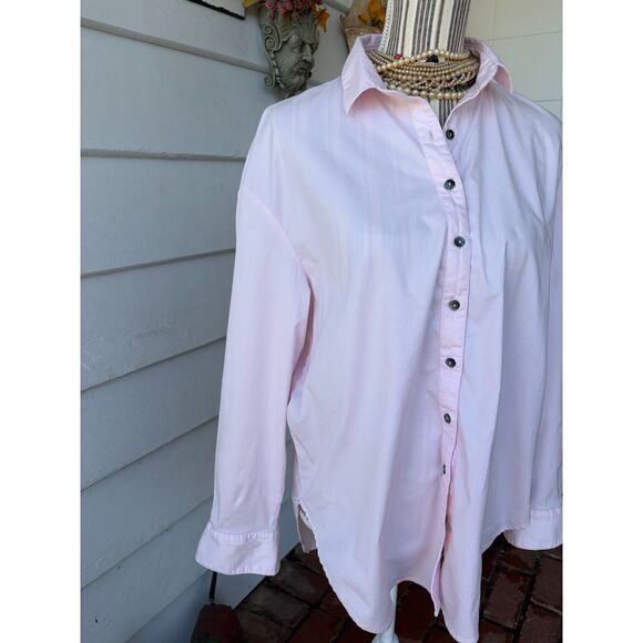 Mother Oxford Pink Cotton Maternity Button Down Shirt Size L/XL - Picture 3 of 16